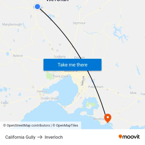 California Gully to Inverloch map