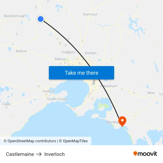 Castlemaine to Inverloch map