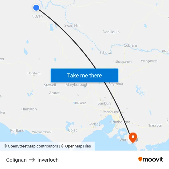 Colignan to Inverloch map