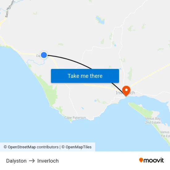 Dalyston to Inverloch map