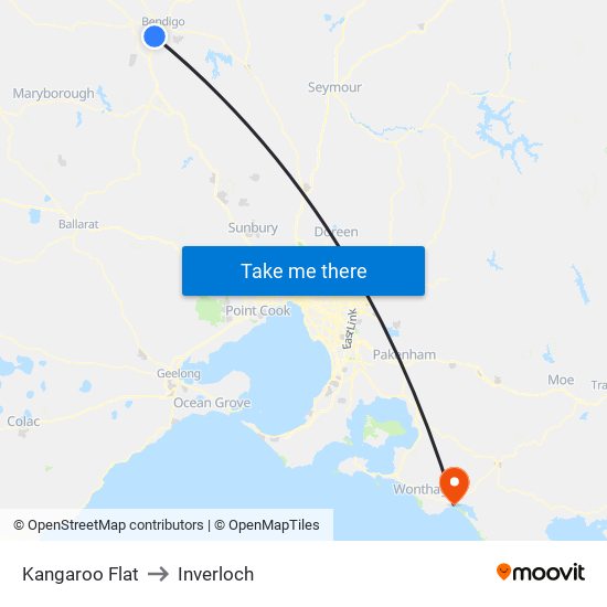 Kangaroo Flat to Inverloch map