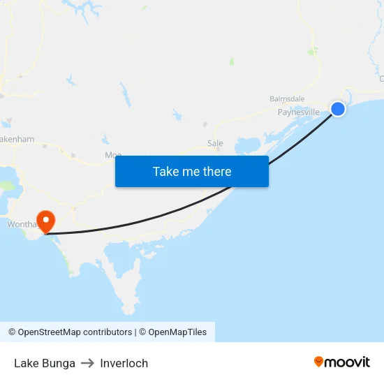 Lake Bunga to Inverloch map