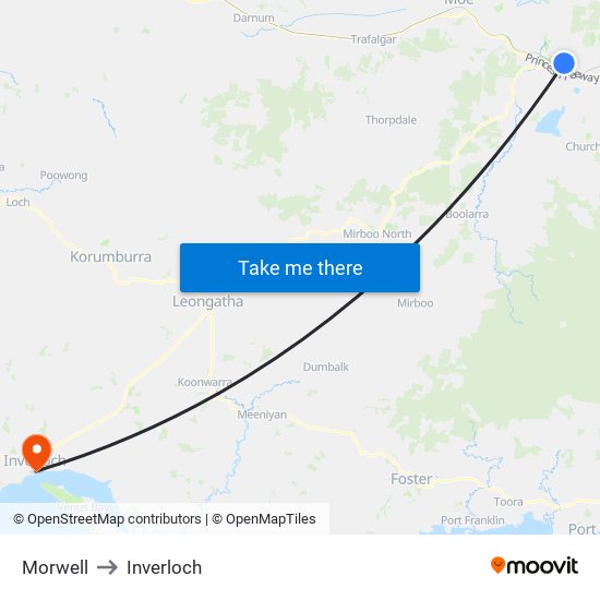 Morwell to Inverloch map