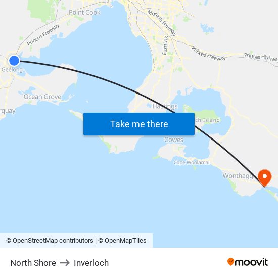 North Shore to Inverloch map