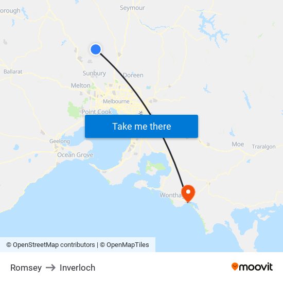 Romsey to Inverloch map