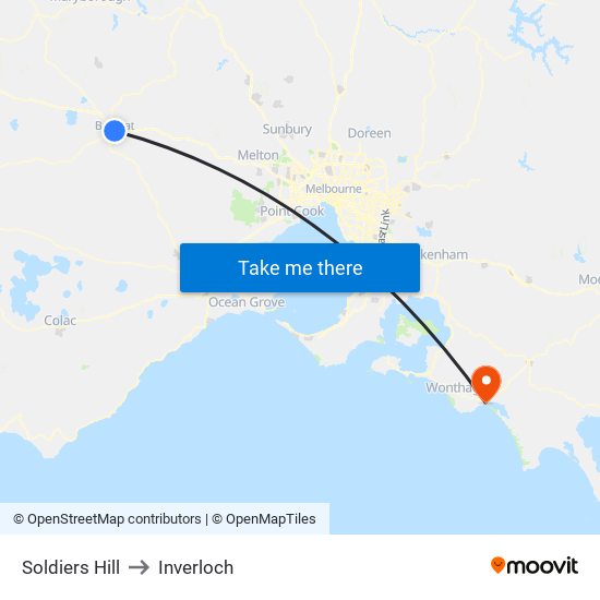 Soldiers Hill to Inverloch map