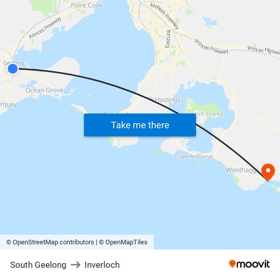 South Geelong to Inverloch map