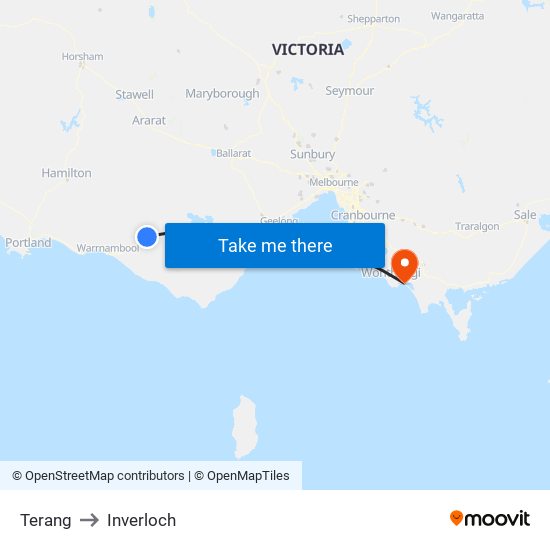 Terang to Inverloch map