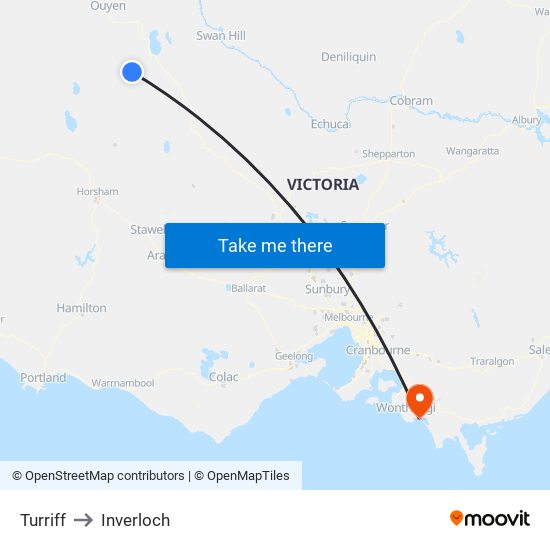 Turriff to Inverloch map