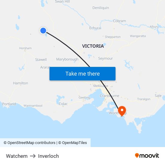 Watchem to Inverloch map