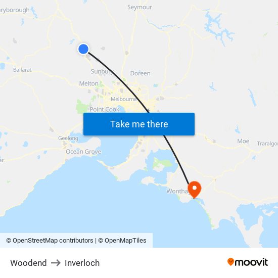 Woodend to Inverloch map