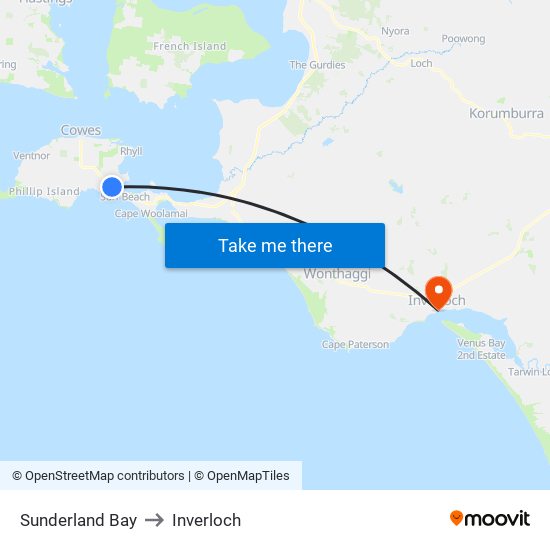 Sunderland Bay to Inverloch map