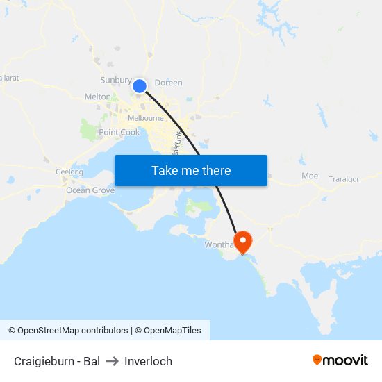 Craigieburn - Bal to Inverloch map