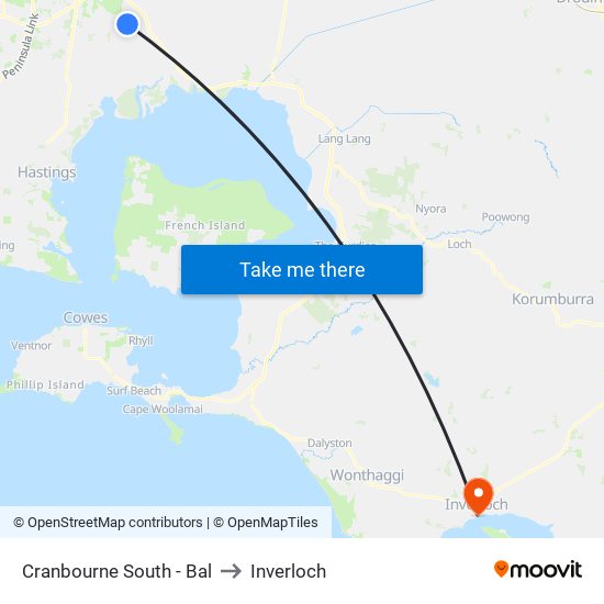 Cranbourne South - Bal to Inverloch map