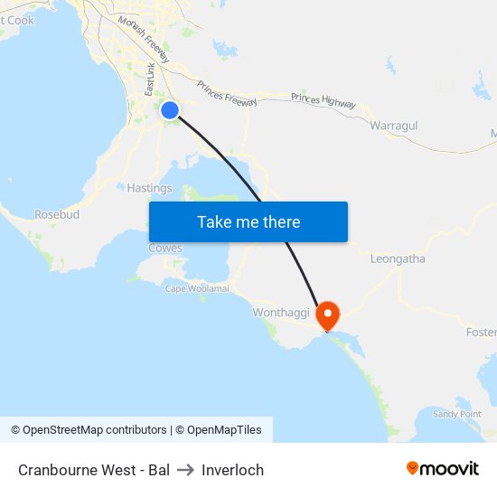 Cranbourne West - Bal to Inverloch map