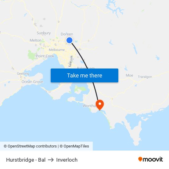 Hurstbridge - Bal to Inverloch map