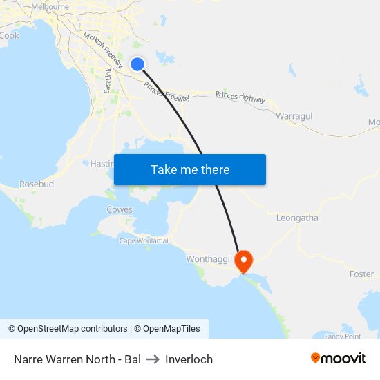 Narre Warren North - Bal to Inverloch map