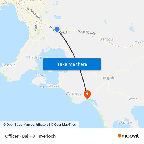 Officer - Bal to Inverloch map