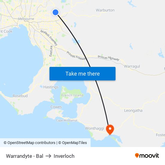 Warrandyte - Bal to Inverloch map