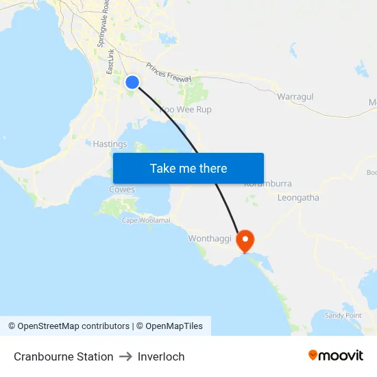 Cranbourne Station to Inverloch map