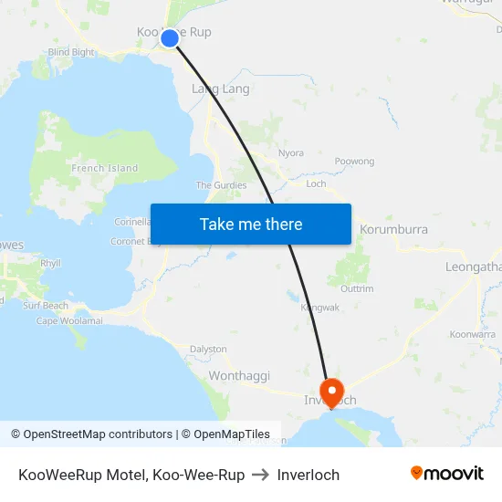 KooWeeRup Motel, Koo-Wee-Rup to Inverloch map