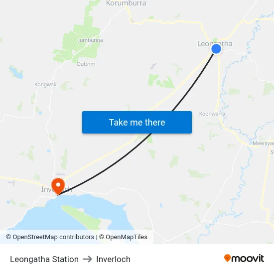 Leongatha Station to Inverloch map