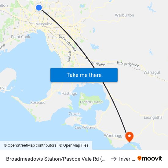 Broadmeadows Station/Pascoe Vale Rd (Broadmeadows) to Inverloch map