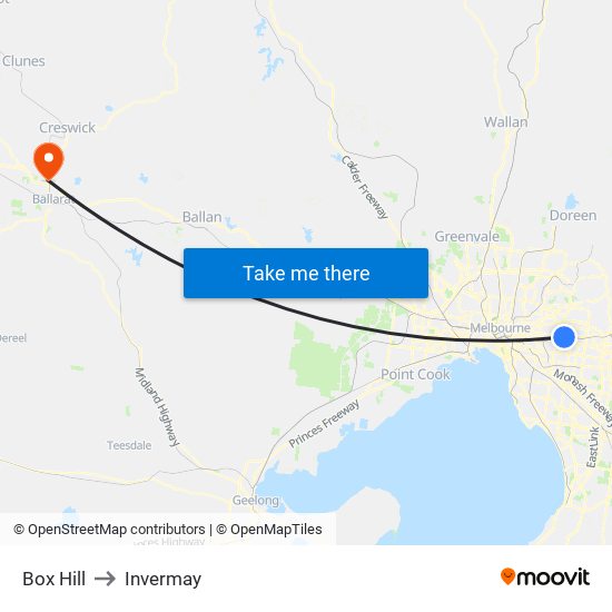 Box Hill to Invermay map