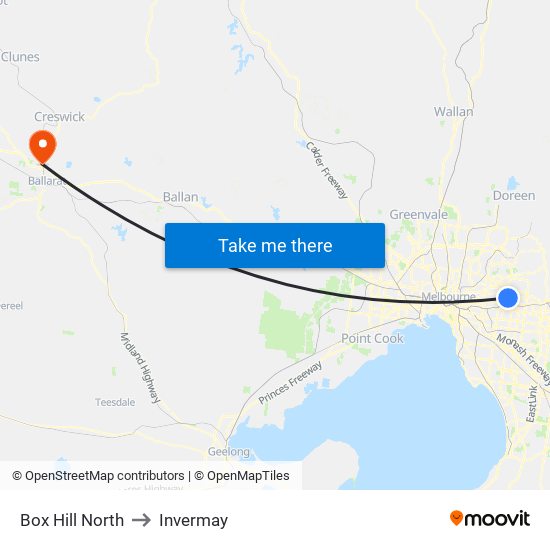 Box Hill North to Invermay map