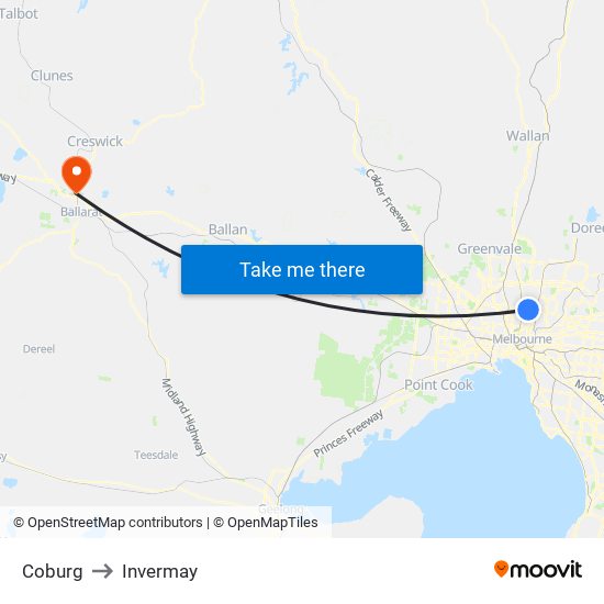 Coburg to Invermay map