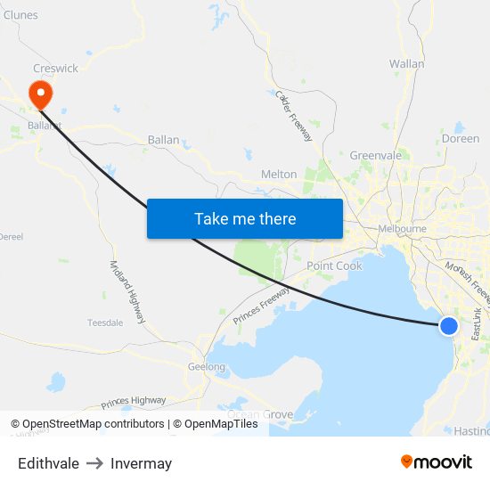 Edithvale to Invermay map