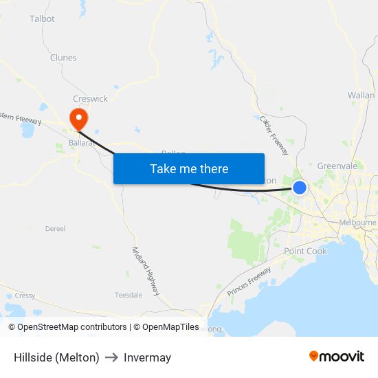 Hillside (Melton) to Invermay map