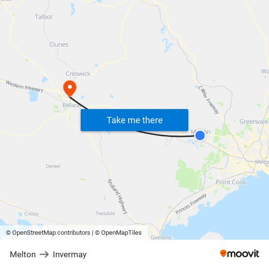 Melton to Invermay map