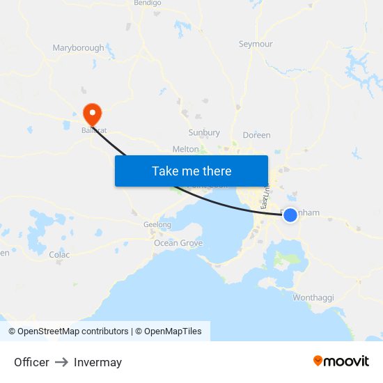 Officer to Invermay map