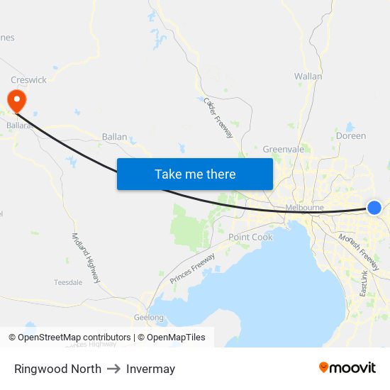 Ringwood North to Invermay map