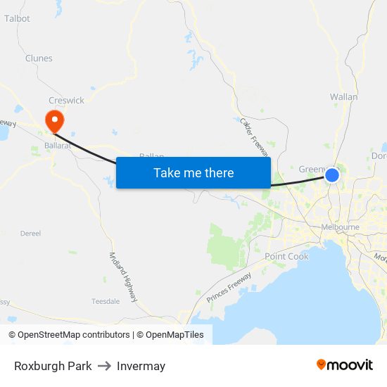 Roxburgh Park to Invermay map