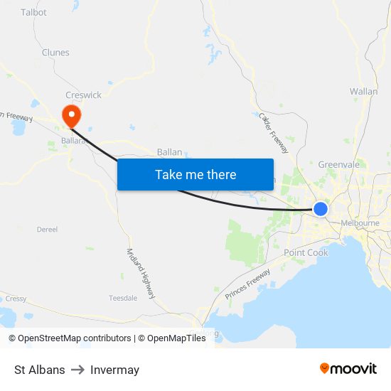 St Albans to Invermay map