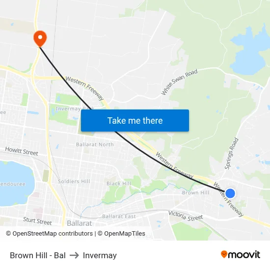 Brown Hill - Bal to Invermay map