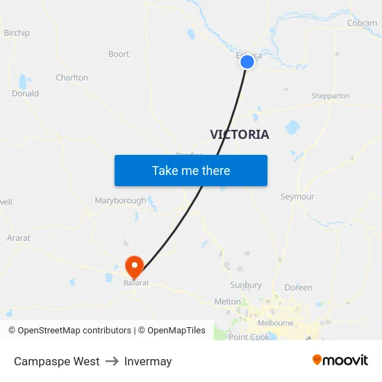 Campaspe West to Invermay map