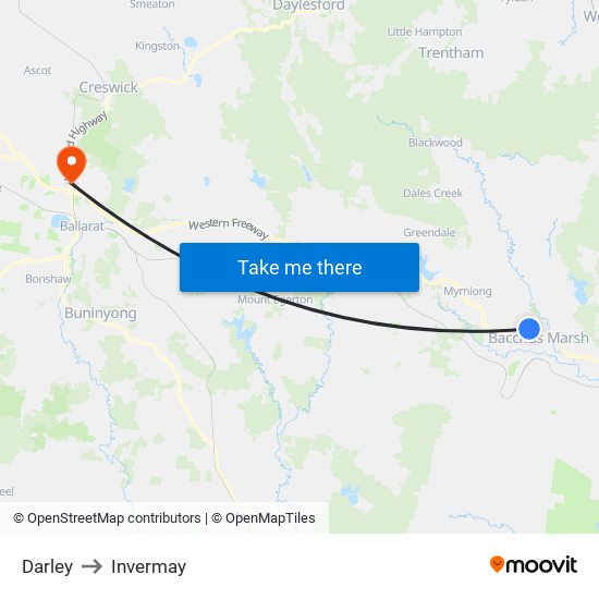 Darley to Invermay map