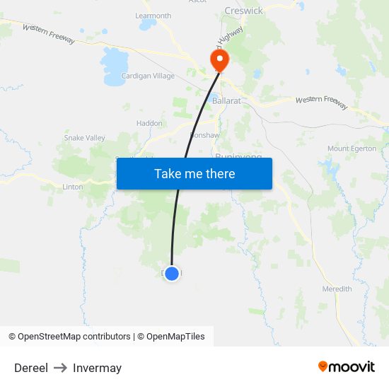 Dereel to Invermay map