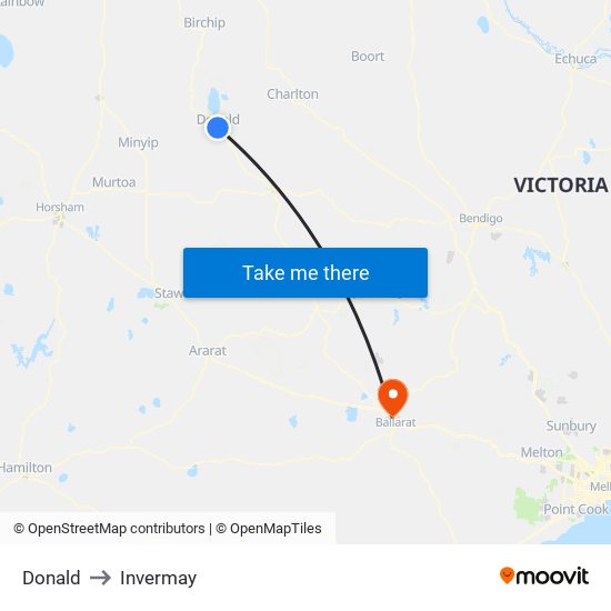 Donald to Invermay map