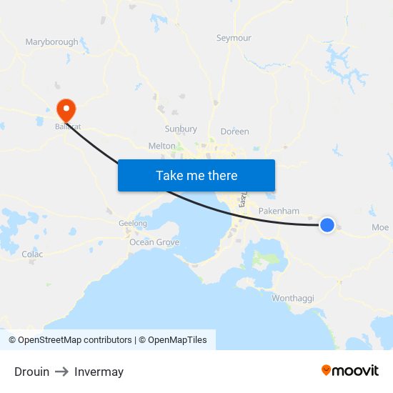 Drouin to Invermay map