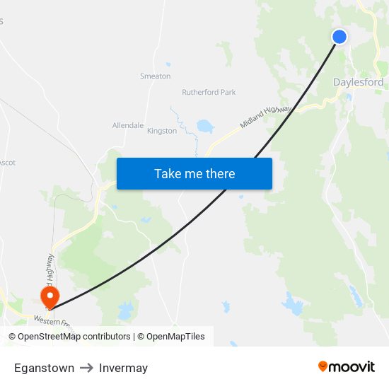 Eganstown to Invermay map