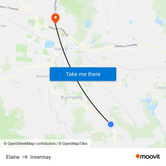 Elaine to Invermay map