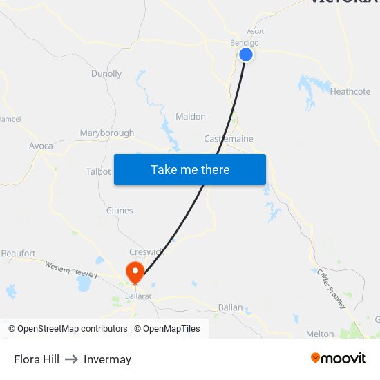 Flora Hill to Invermay map