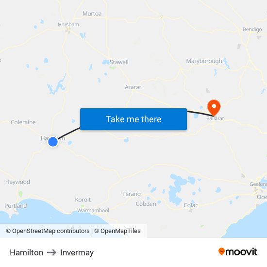 Hamilton to Invermay map