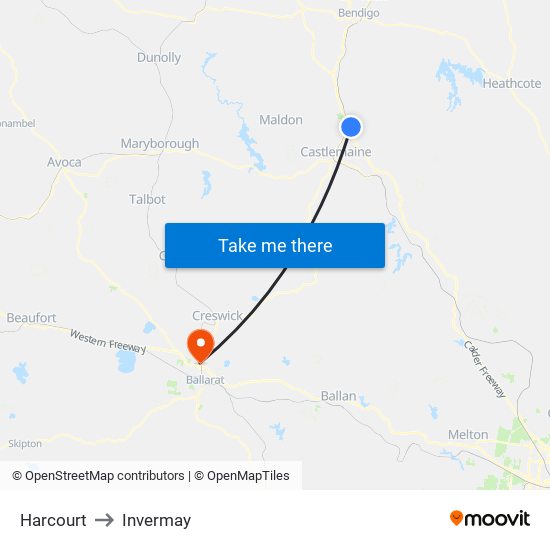 Harcourt to Invermay map