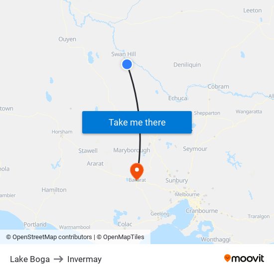 Lake Boga to Invermay map