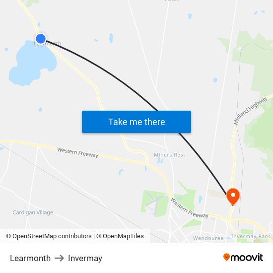 Learmonth to Invermay map